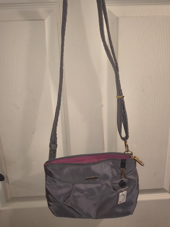 Travelon Handbags - Travelon Gray Crossbody with Pink Interior